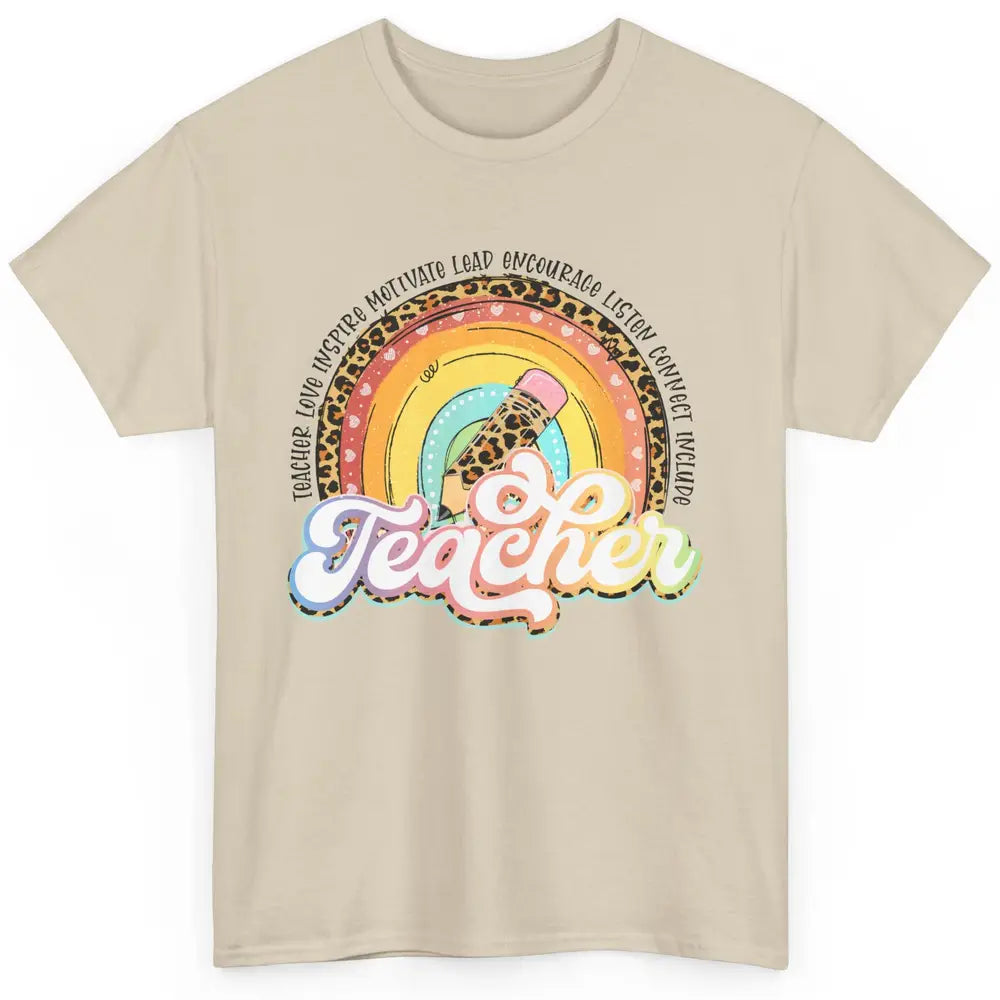 Teacher Life Love Inspire Motivate Appreciation Gift Rainbow Classic Unisex T-Shirt