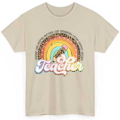 Teacher Life Love Inspire Motivate Appreciation Gift Rainbow Classic Unisex T-Shirt