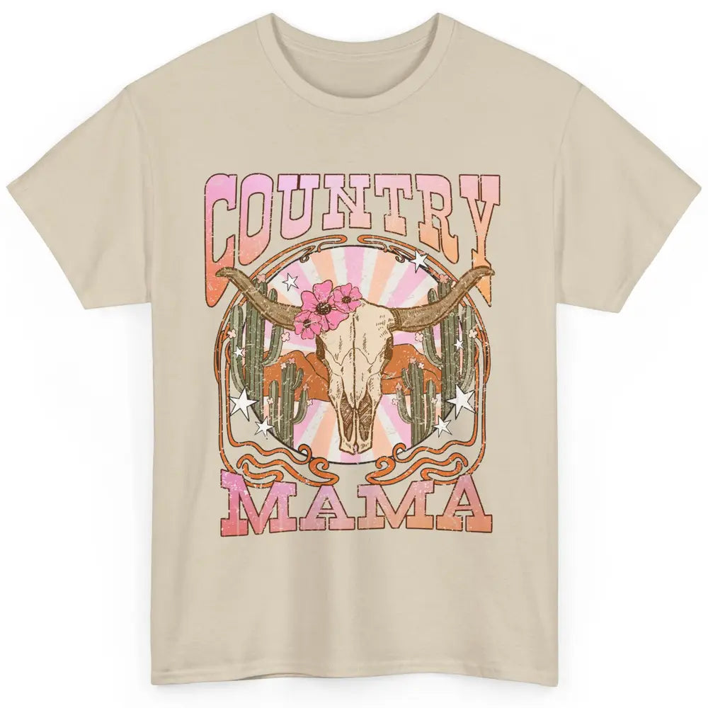 Desert Boho Bull Skull Country Mama Western Country Cowgirl Classic Unisex T-Shirt