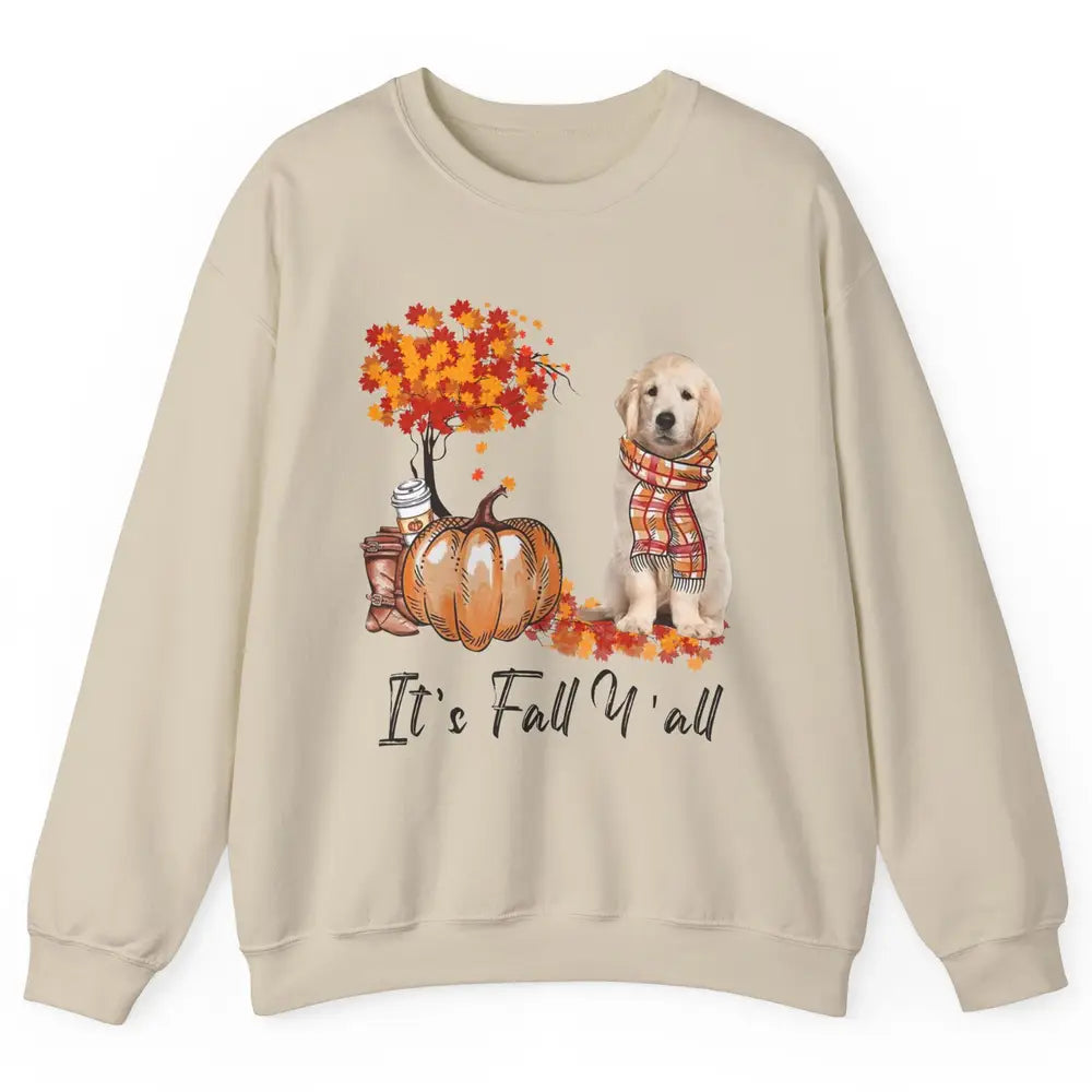 Golden Retriever Pumpkin Happy Fall Yall Autumn Thanksgiving Unisex Crewneck Sweatshirt