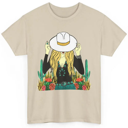 Desert Punchy Cowgirl Hat Western Country Cactus Howdy Retro Classic Unisex T-Shirt