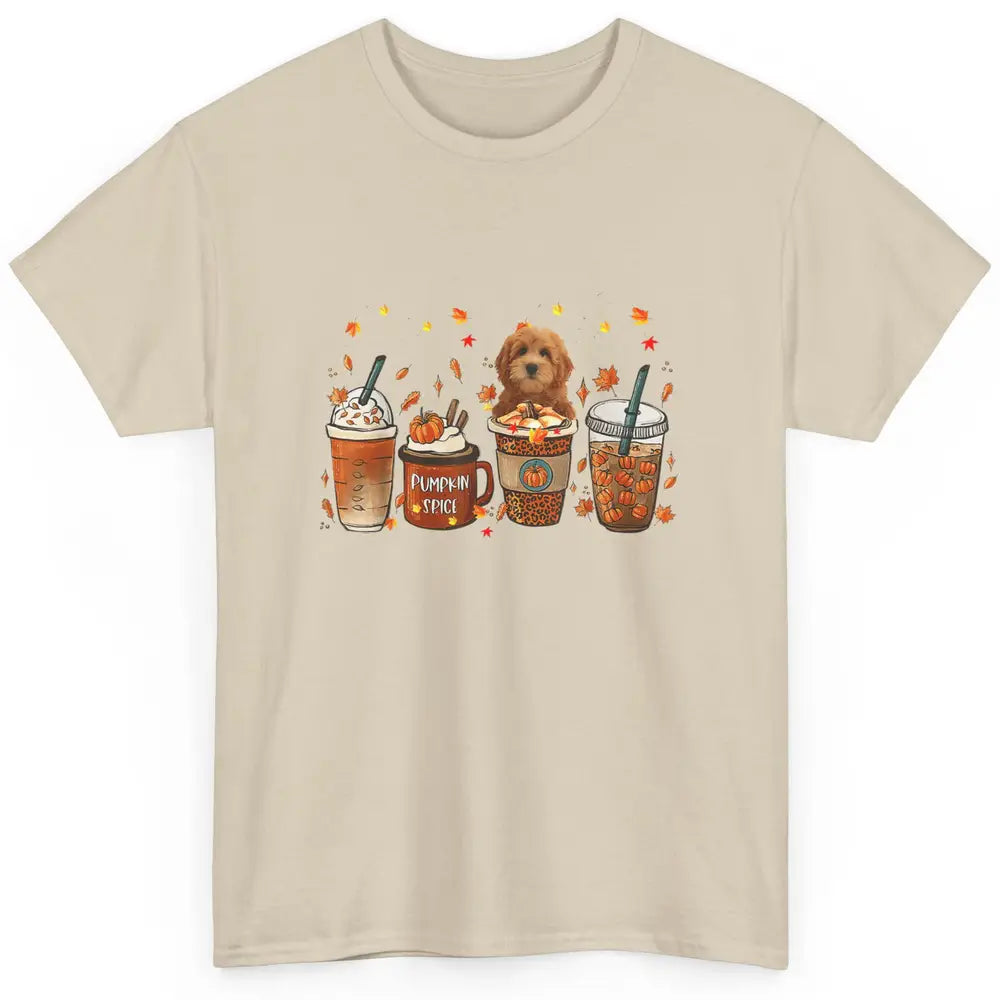 Golden Doodle Dog Fall Coffee Pumpkin Spice Dog Thanksgiving Classic Unisex T-Shirt