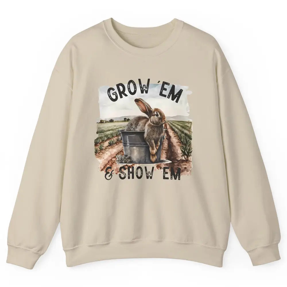 Baby Rabbit On The Farm Grow Em Show Em Western Farm Life Unisex Crewneck Sweatshirt