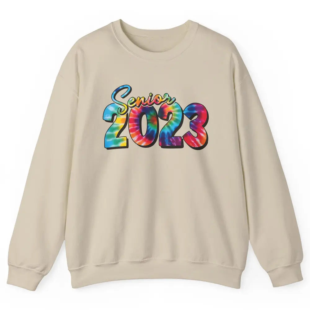 Tie Dye Senior 2023 Class Of 2023 Graduate Bachelor Hat Gift Unisex Crewneck Sweatshirt