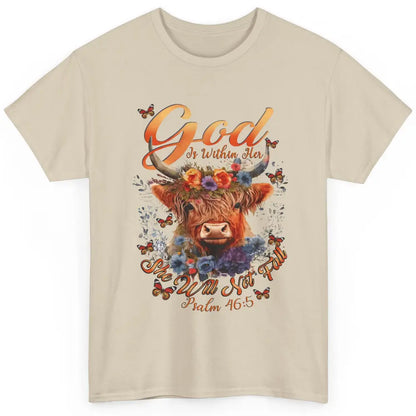 Christian Highland Cow God Is Within Her Bible Religious Classic Unisex T-Shirt