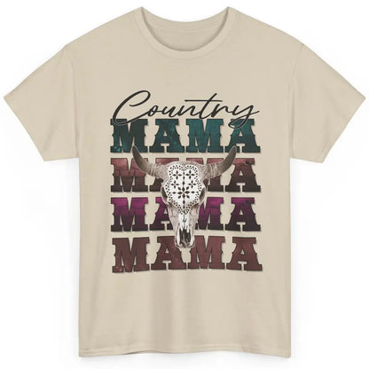 Country Mama Rodeo Bull Skull Western Texas Long Horn Cowboy Classic Unisex T-Shirt