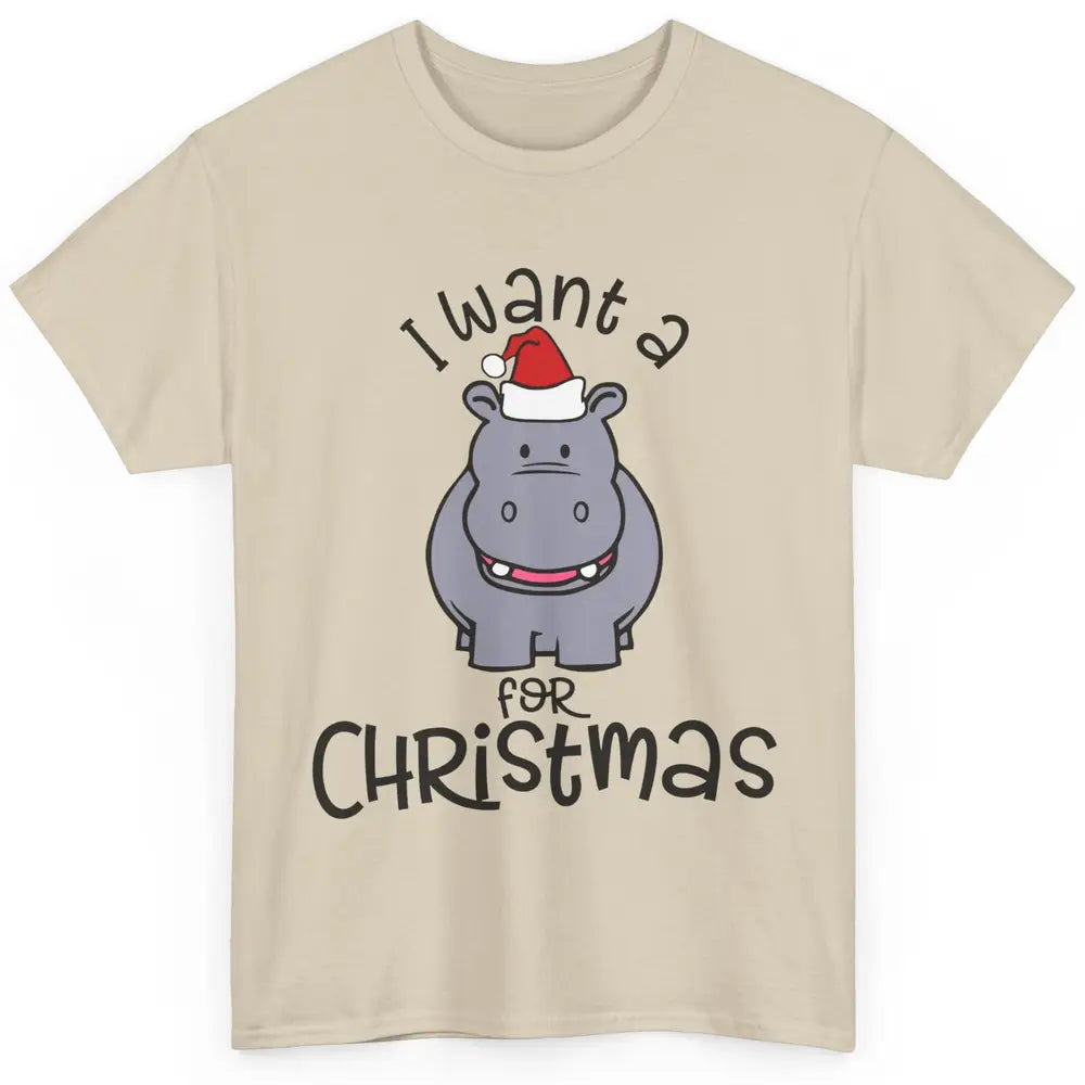 Funny I Want A Hippopotamus For Christmas Tree Hippo Santa Classic Unisex T-Shirt