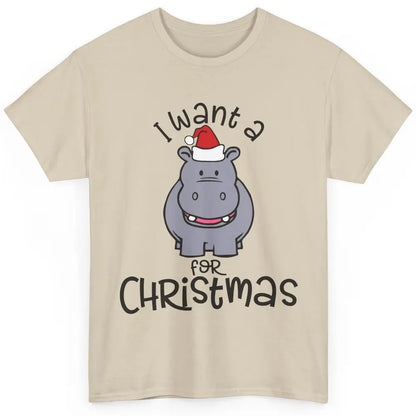 Funny I Want A Hippopotamus For Christmas Tree Hippo Santa Classic Unisex T-Shirt