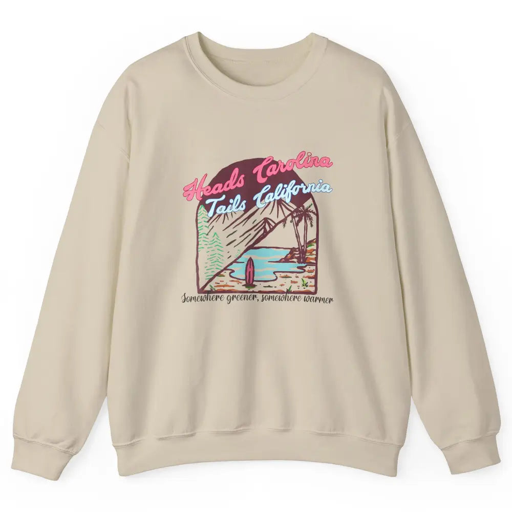 Western Heads Carolina Tails California Retro Beach Surf Unisex Crewneck Sweatshirt