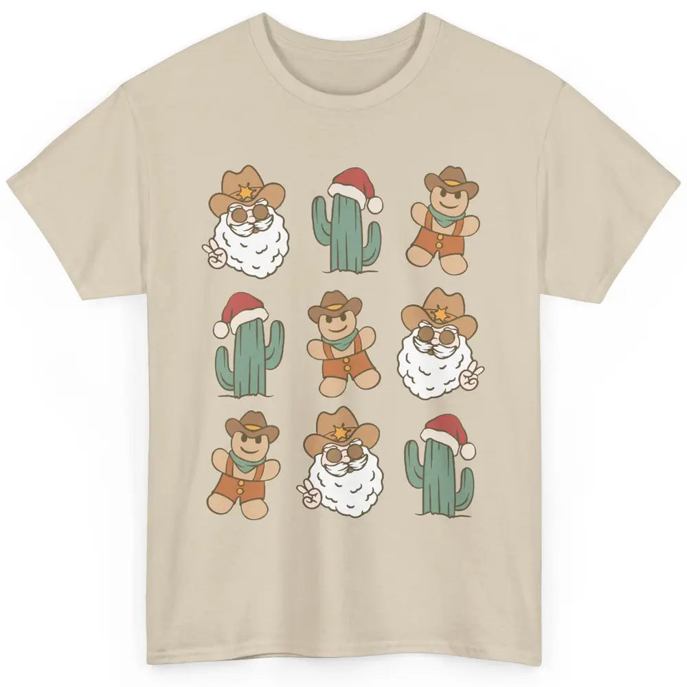 Cowboy Santa Gingerbread Desert Cactus Western Country Xmas Classic Unisex T-Shirt