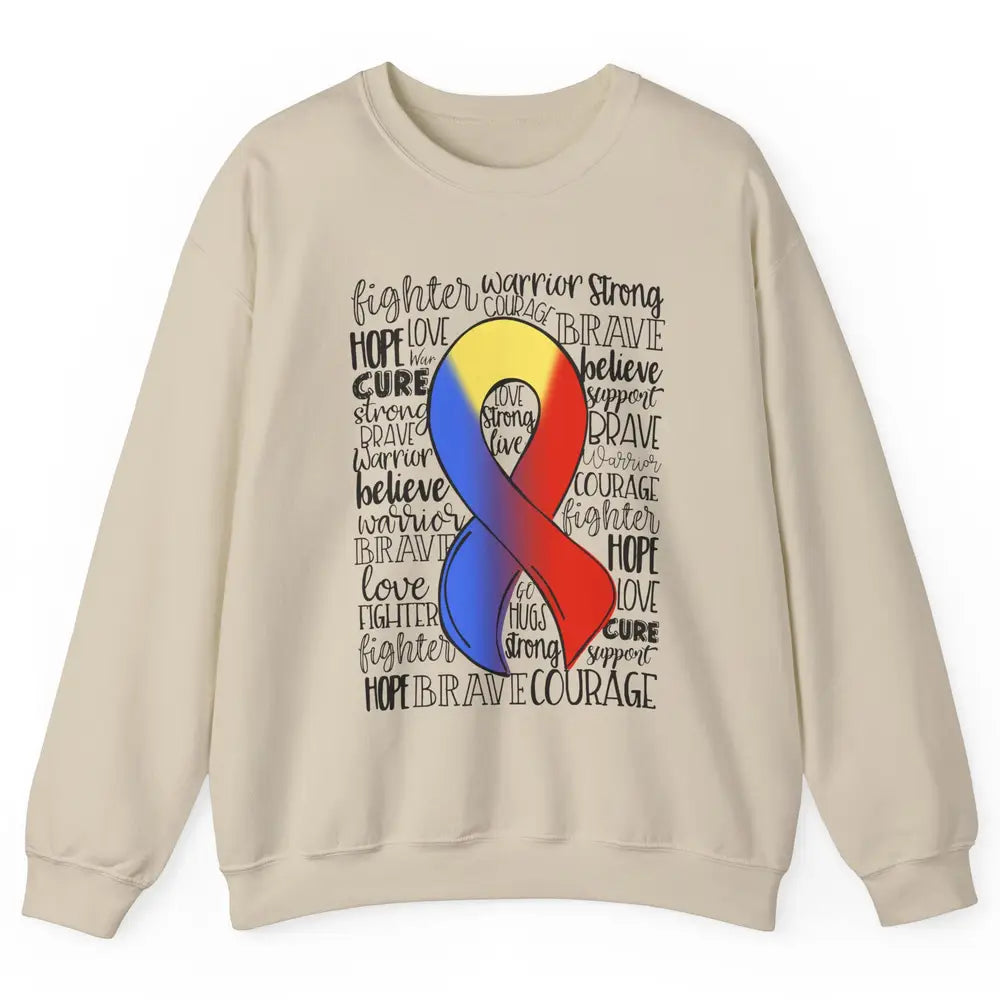 Thoracic Outlet Syndrome Awareness Blue Red Ribbon Hope Love Unisex Crewneck Sweatshirt