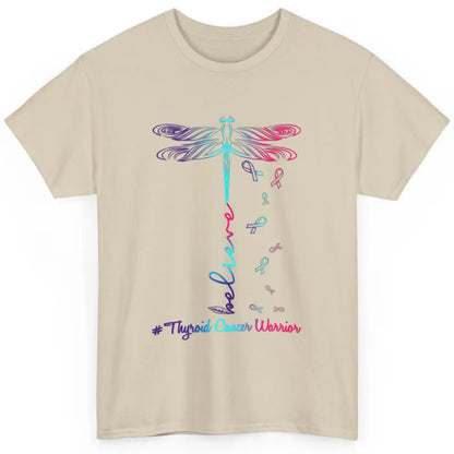 Thyroid Cancer Awareness Purple Pink Teal Ribbon Dragonfly Classic Unisex T-Shirt