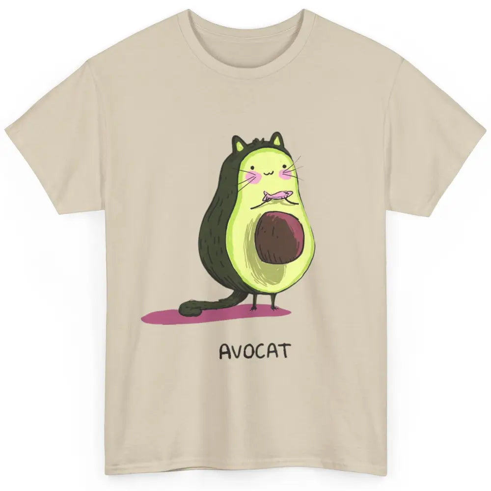 Cute Avocat Avocado Pink Cat Kitten Pun Healthy Vegan Veggie Classic Unisex T-Shirt