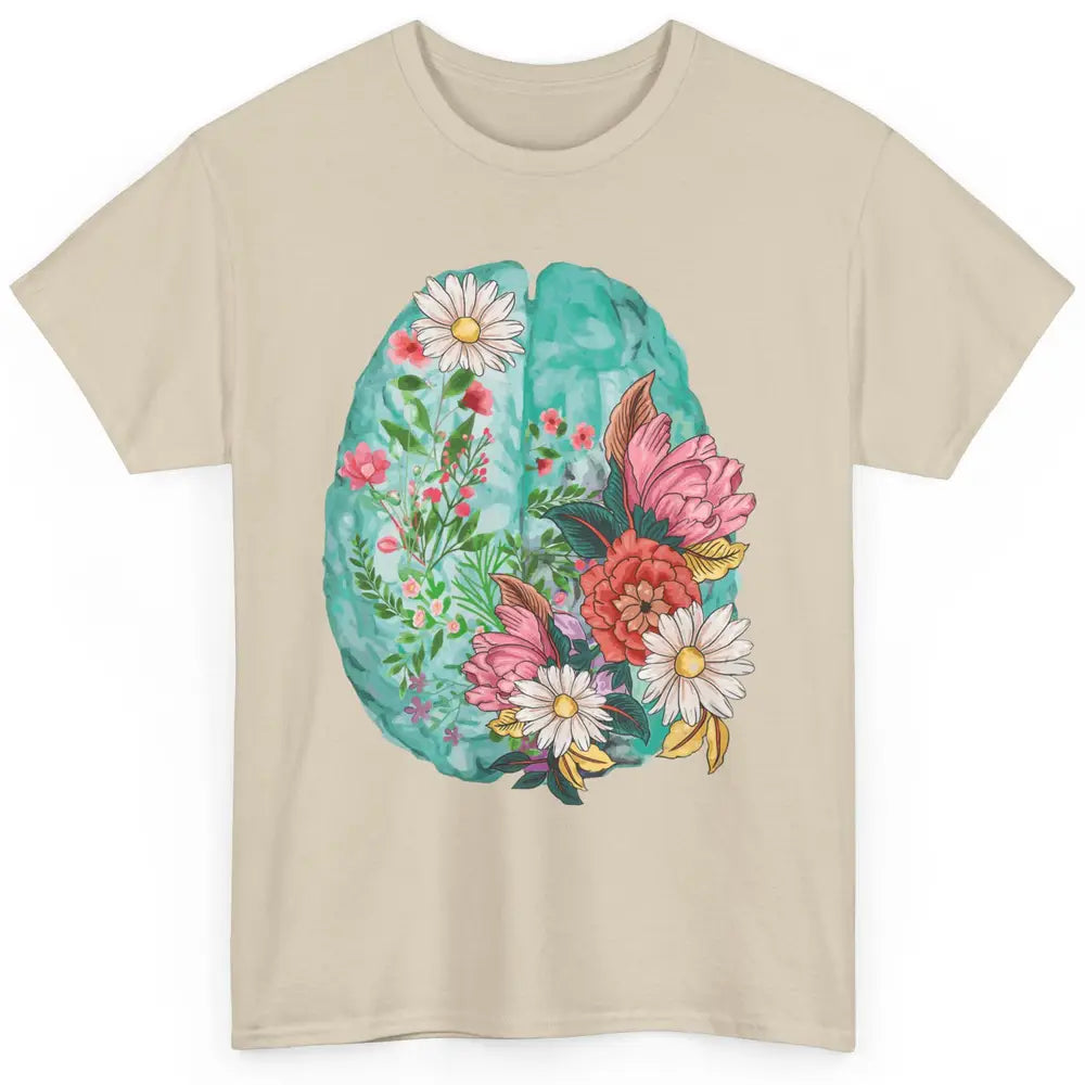 Wildflower Brain End The Stigma Floral Mental Health Matters Classic Unisex T-Shirt