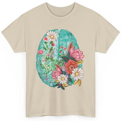 Wildflower Brain End The Stigma Floral Mental Health Matters Classic Unisex T-Shirt