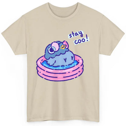 Cute Stay Coo Pigeon Swimming Pink Pool Bird Lover Kawaii Classic Unisex T-Shirt