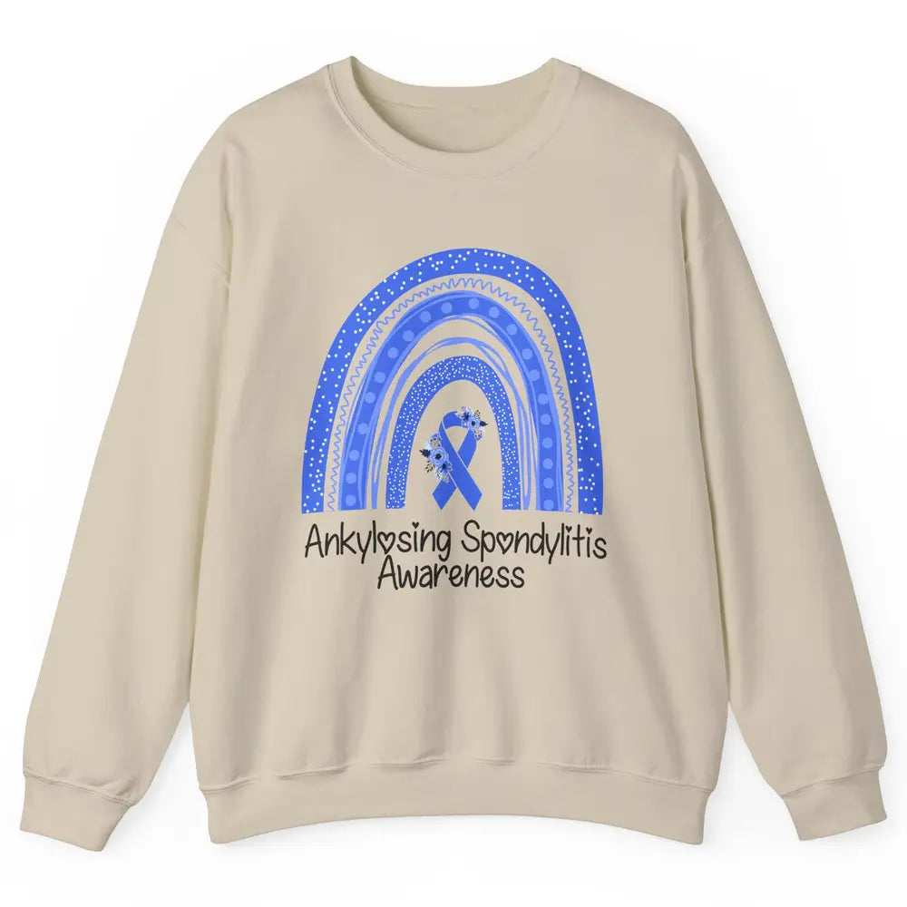 Ankylosing Spondylitis Awareness Support Floral Blue Rainbow Unisex Crewneck Sweatshirt