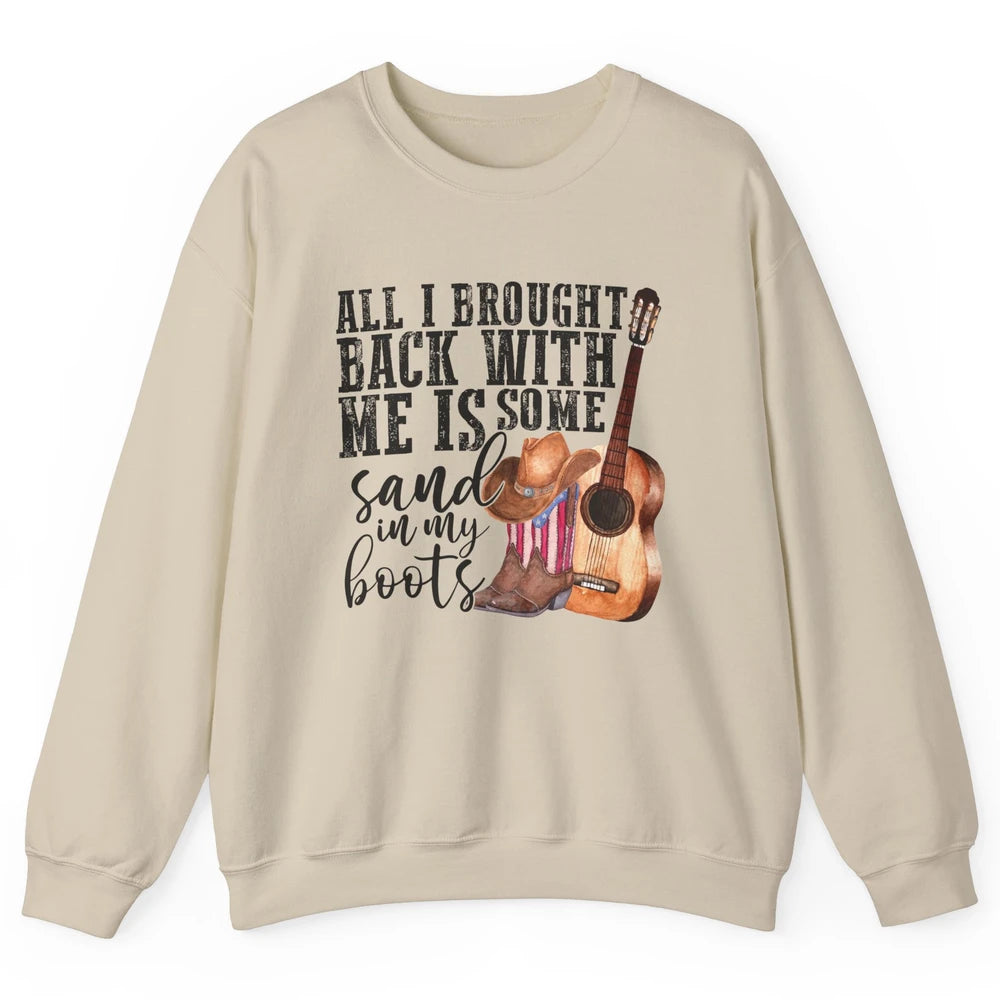 Retro Sand In My Boots Western Cowgirl Cowboy Boots Guitar Unisex Crewneck Sweatshirt