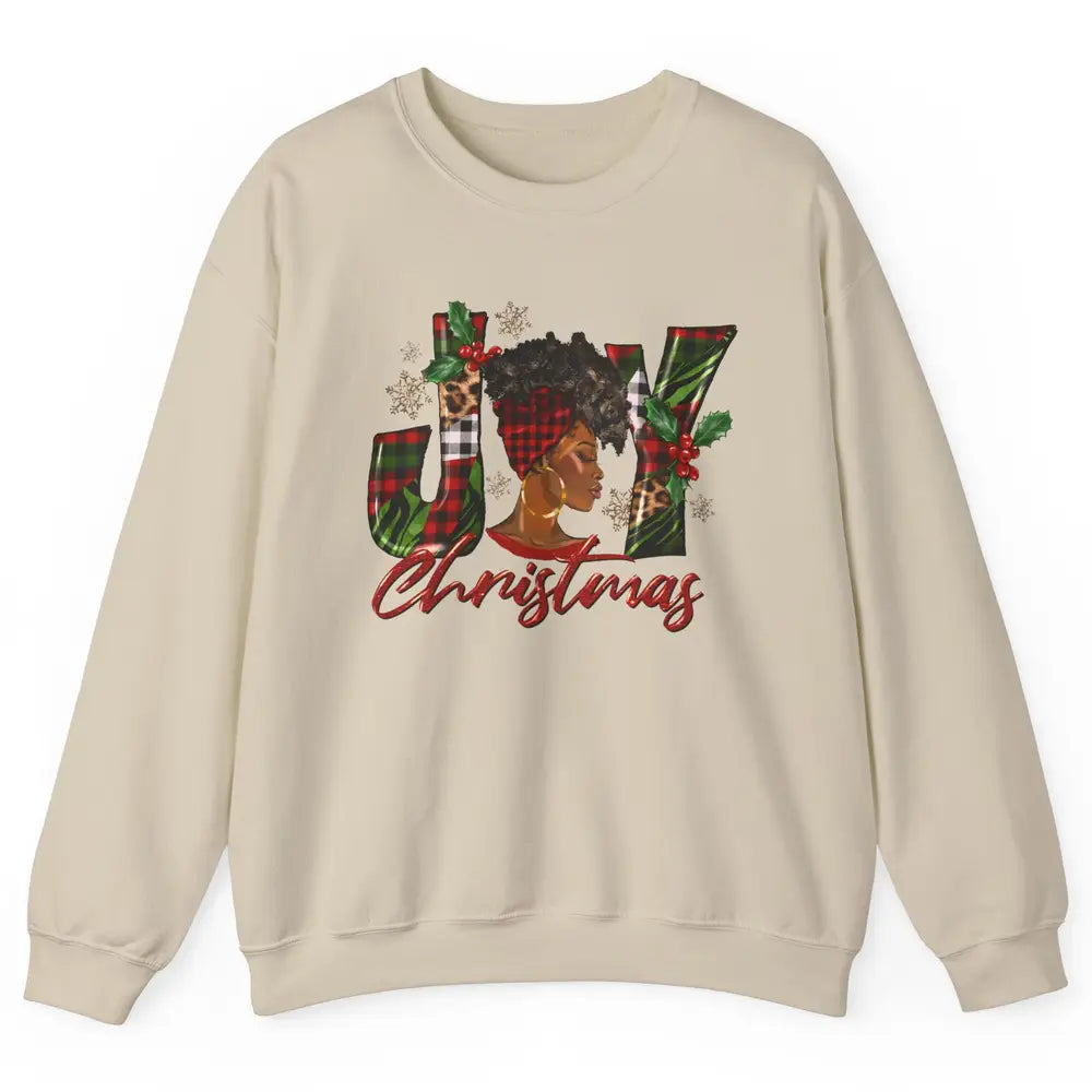 Leopard Black Woman Joy Melanin Christmas Black Christmas Unisex Crewneck Sweatshirt