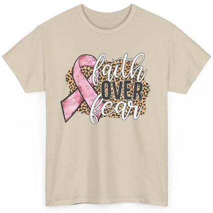 Faith Over Fear Breast Cancer Awareness Leopard Pink Ribbon Classic Unisex T-Shirt