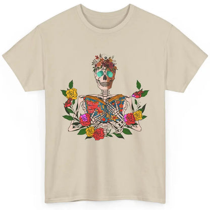 Floral Skeleton Reading Dead Inside But Reading Time Books Classic Unisex T-Shirt