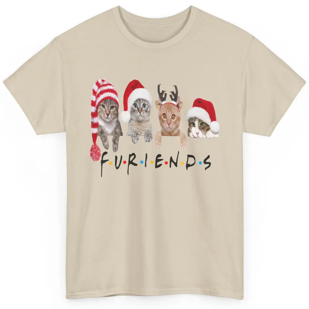 Funny Cat Furiends Merry Christmas Hat Santa Cat Lovers Gift Classic Unisex T-Shirt