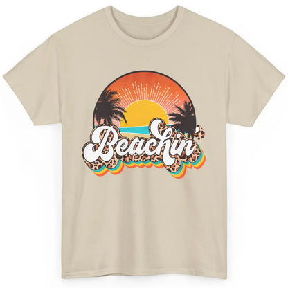 Beachin' Leopard Retro Summer Sunset Beach Lovers Vacation Classic Unisex T-Shirt