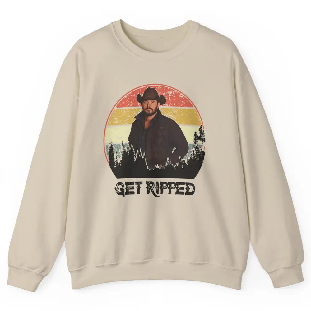 Vintage Cowboy Get Ripped Western Country Music Rodeo Dad Unisex Crewneck Sweatshirt