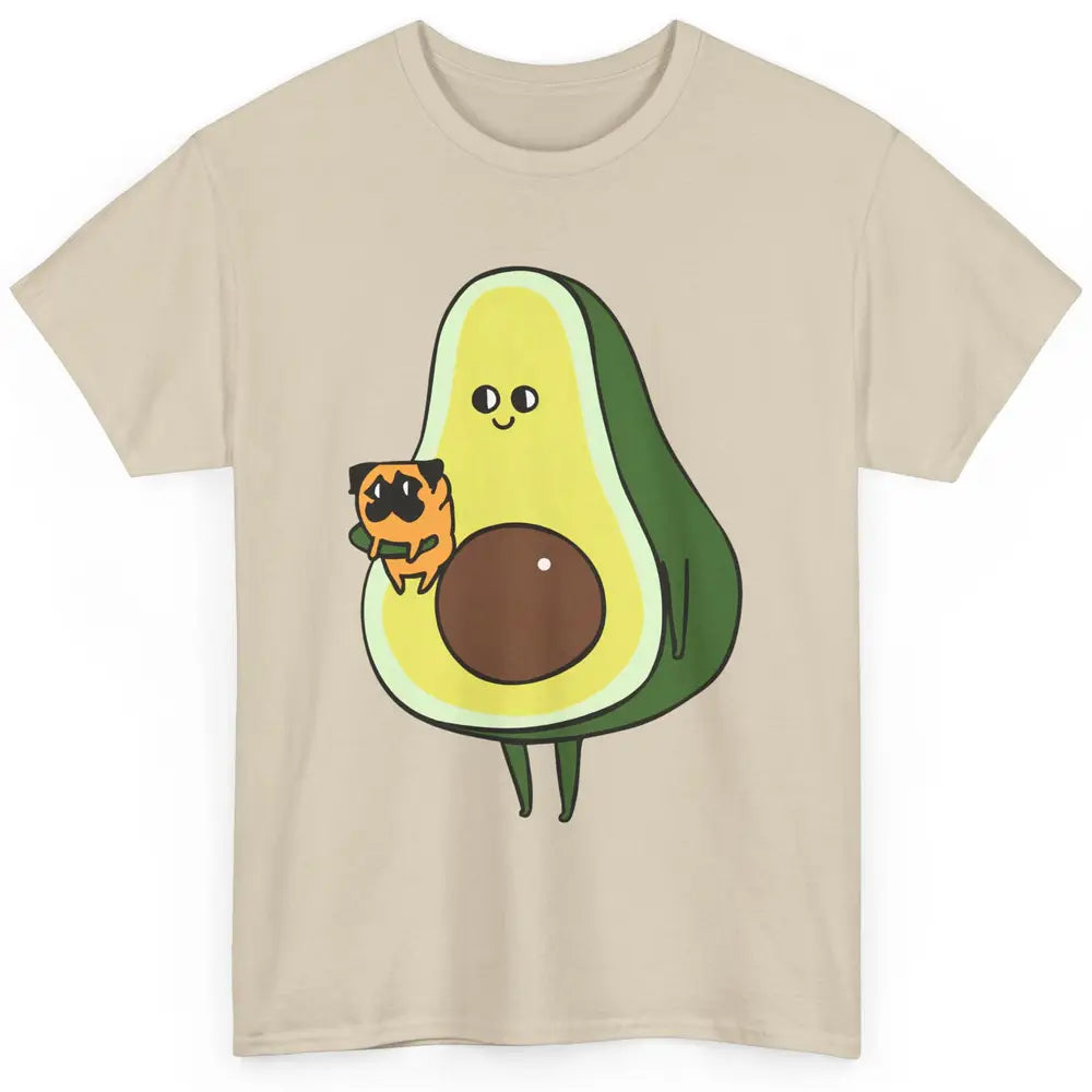 Avocado With Pug Funny Avocado Vegan Pug Lovers Gift Classic Unisex T-Shirt