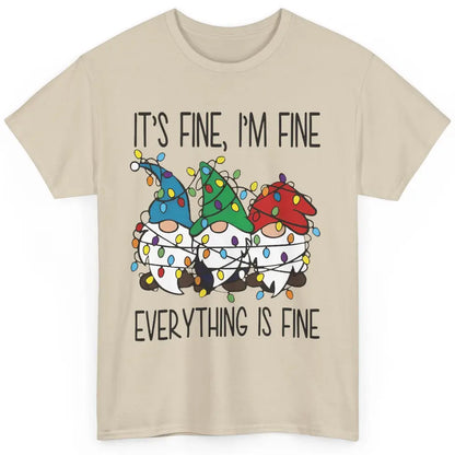 Funny Gnomes Christmas Light I'm Fine Everything's Fine Classic Unisex T-Shirt