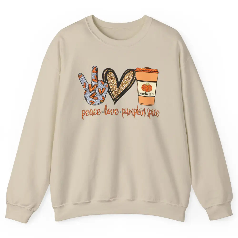 Peace Love Fall Pumpkin Spice Fall Halloween Thanksgiving Unisex Crewneck Sweatshirt