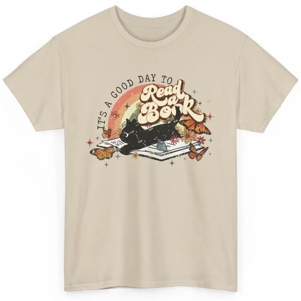 Retro Vintage Black Cat Its A Good Day To Read A Book Reader Classic Unisex T-Shirt