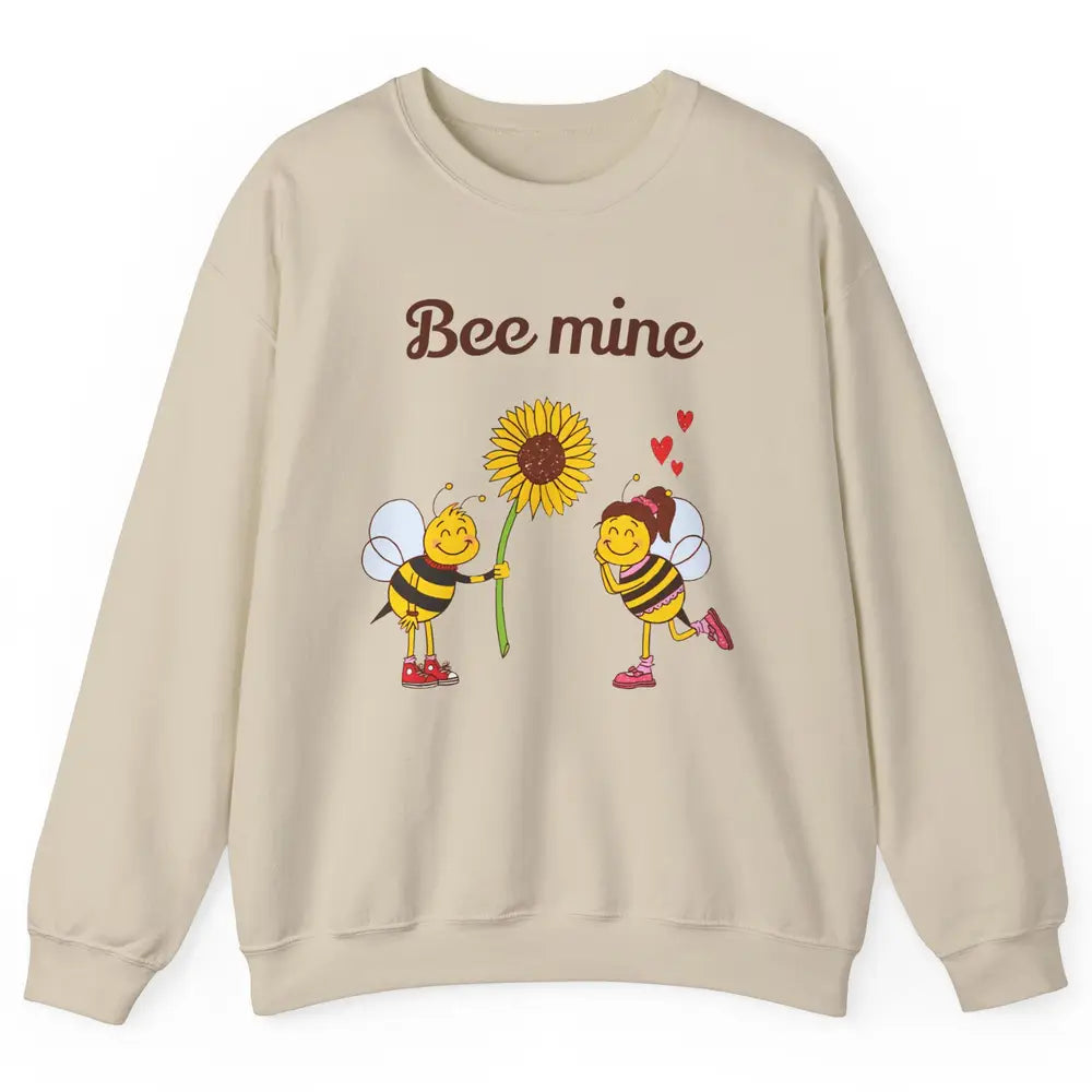 Bee Mine Love Valentine's Day Couple Romantic Bee Love Unisex Crewneck Sweatshirt