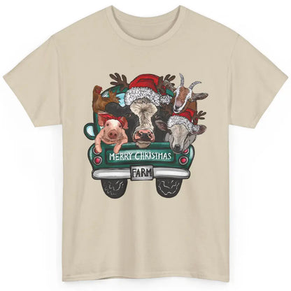 Heifer Merry Christmas Truck Pig Goat Farm Animals Christmas Classic Unisex T-Shirt