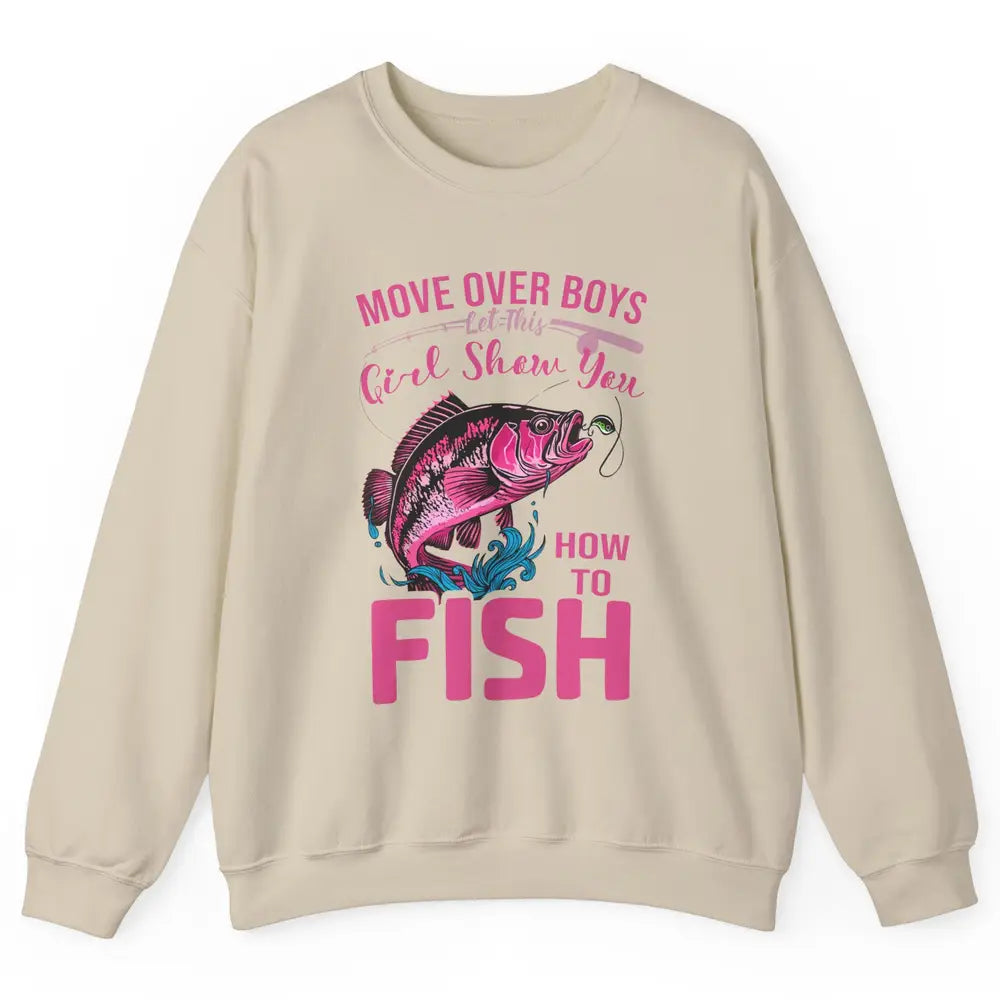 Bass Fishing Girl Show How To Fish Reel Girls Fish Fisherman Unisex Crewneck Sweatshirt