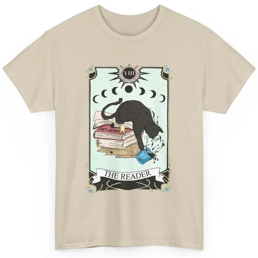 Witchy Black Cat The Reader Tarot Card Mystic Celestial Moon Classic Unisex T-Shirt