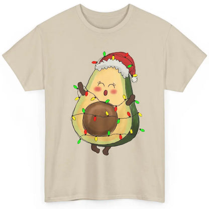 Avocado Santa Cute Avocado Christmas Lights Xmas Vegan Gift Classic Unisex T-Shirt