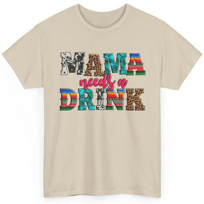 Western Mama Needs Drink Leopard Turquoise Mothers Day Retro Classic Unisex T-Shirt