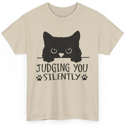 Funny Black Cat Judging You Silently Sarcastic Kitten Joke Classic Unisex T-Shirt