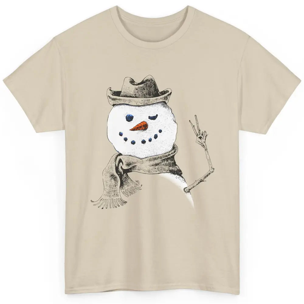 Snowman Peace Sign Christmas Snow Frosty Winter Xmas Gift Classic Unisex T-Shirt