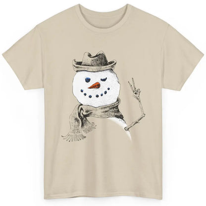 Snowman Peace Sign Christmas Snow Frosty Winter Xmas Gift Classic Unisex T-Shirt