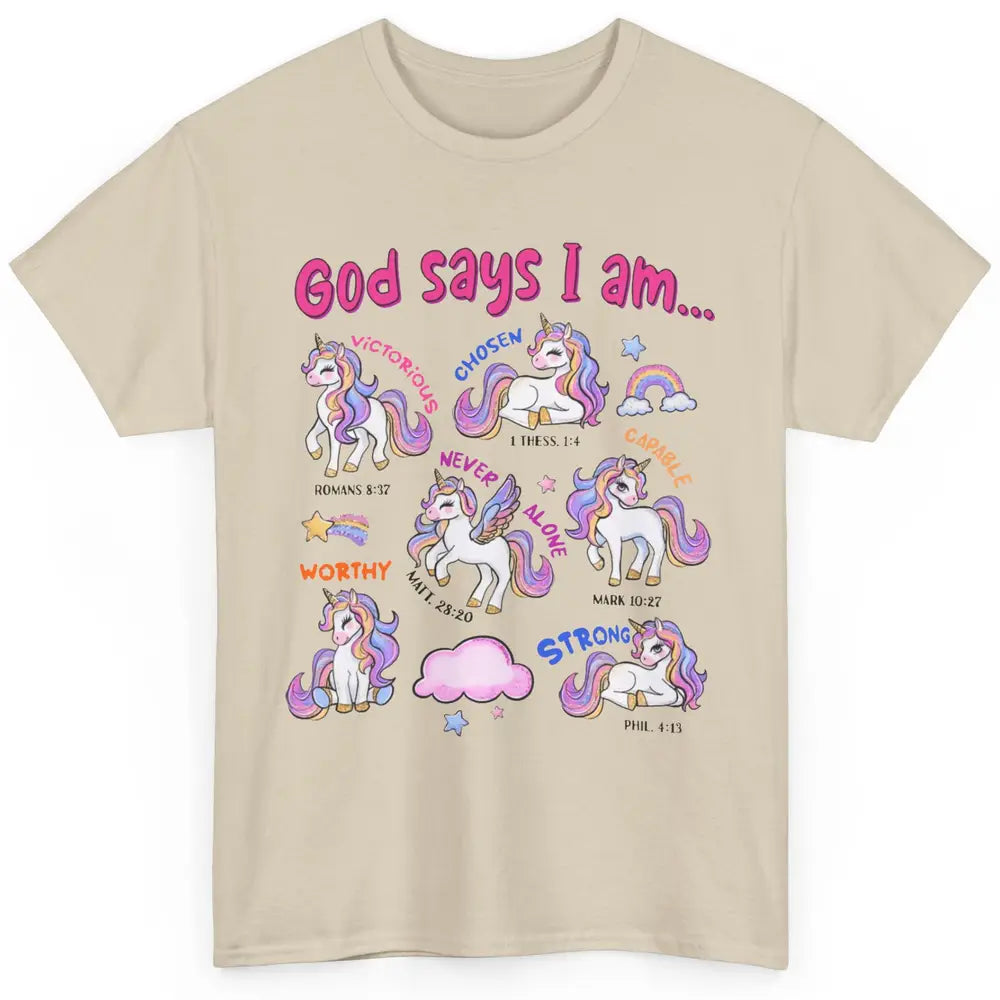 Christian God Says I Am Unicorn Bible Verse Religious Girl Classic Unisex T-Shirt