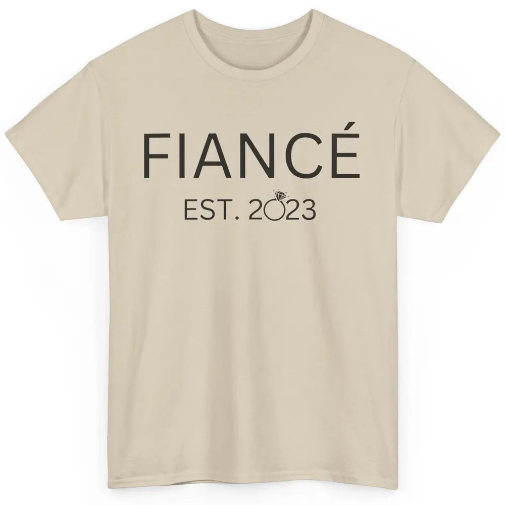 Fiance Est 2023 Future Groom Engagement Bachelorette Gift Classic Unisex T-Shirt