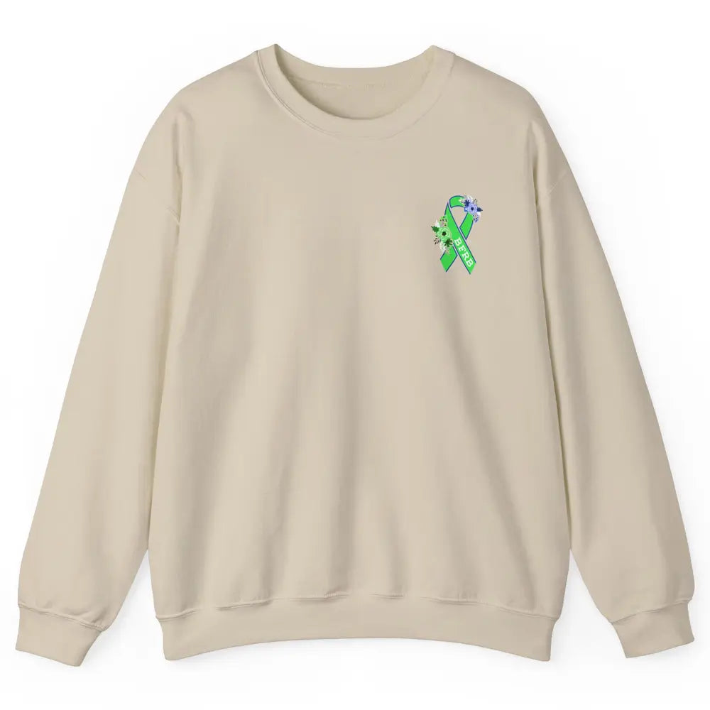 Body Focused Repetitive Disorder BFRB Floral Green Ribbon Unisex Crewneck Sweatshirt