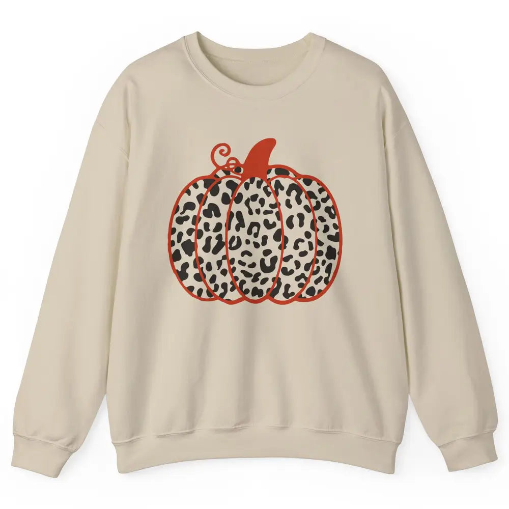 Pumpkin Leopard Fall Autumn Cheetah Pumpkin Thanksgiving Unisex Crewneck Sweatshirt