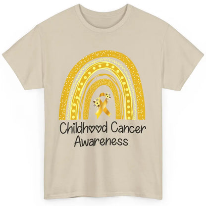 Childhood Cancer Awareness Support Rainbow Gold Ribbon Gift Classic Unisex T-Shirt