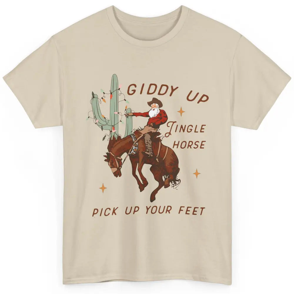 Cowboy Santa Horsing Giddy Up Jingle Horse Christmas Cactus Classic Unisex T-Shirt