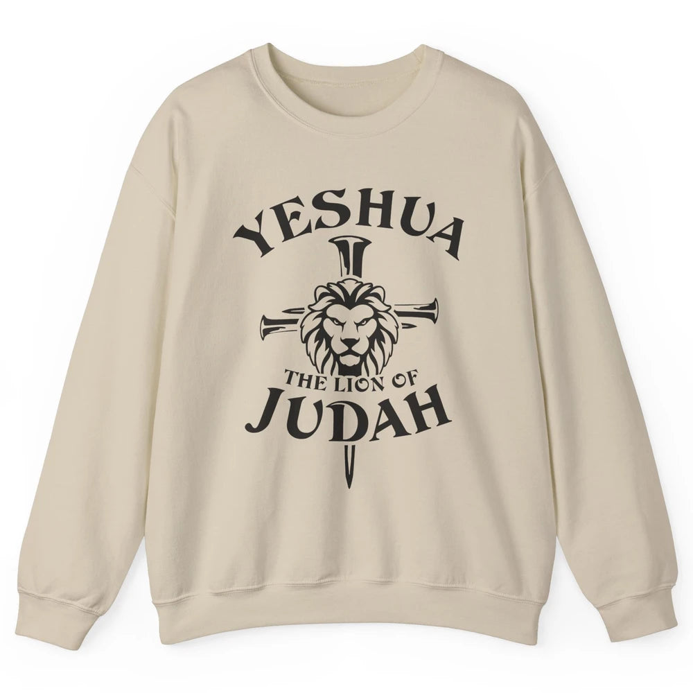 Yeshua Jesus Cross Lion Of Judah Christian Faith Religious Unisex Crewneck Sweatshirt