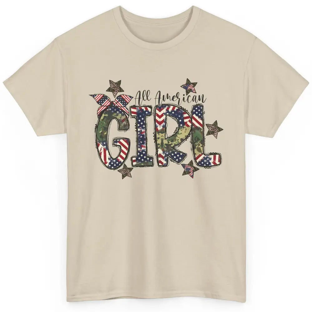 All American Girl American Flag Patriotic Military 4th July Classic Unisex T-Shirt