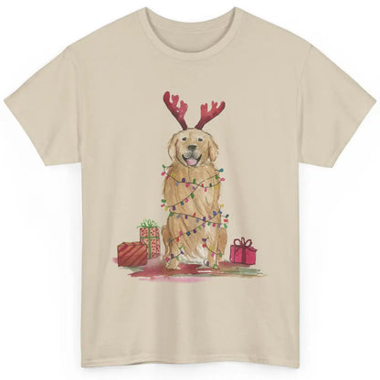 Santa Golden Retriever Reindeer Snowflake Christmas Costume Classic Unisex T-Shirt